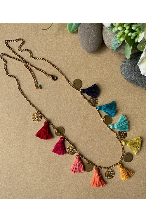 Dhaaga Colour Splash Tassel Necklace