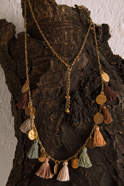 Dhaaga Earthy Tassel Necklace