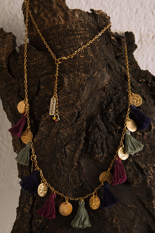 Dhaaga Wine Tassel Necklace