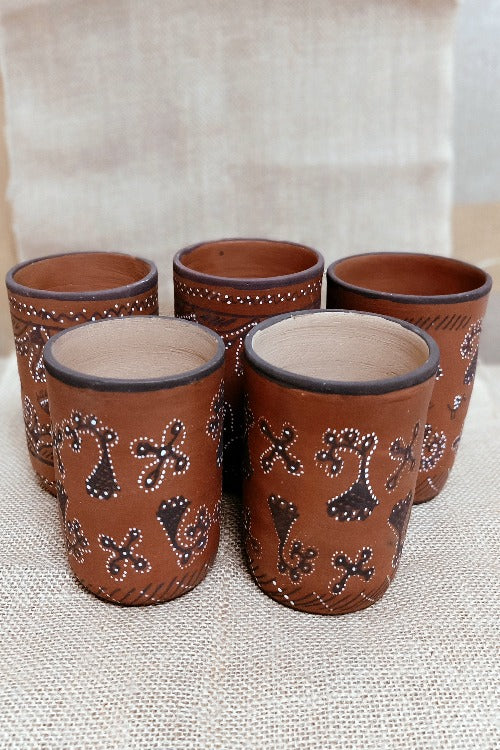 Terracotta by Sachii "Kutch Painted Pottery Tumblers Set of 2"