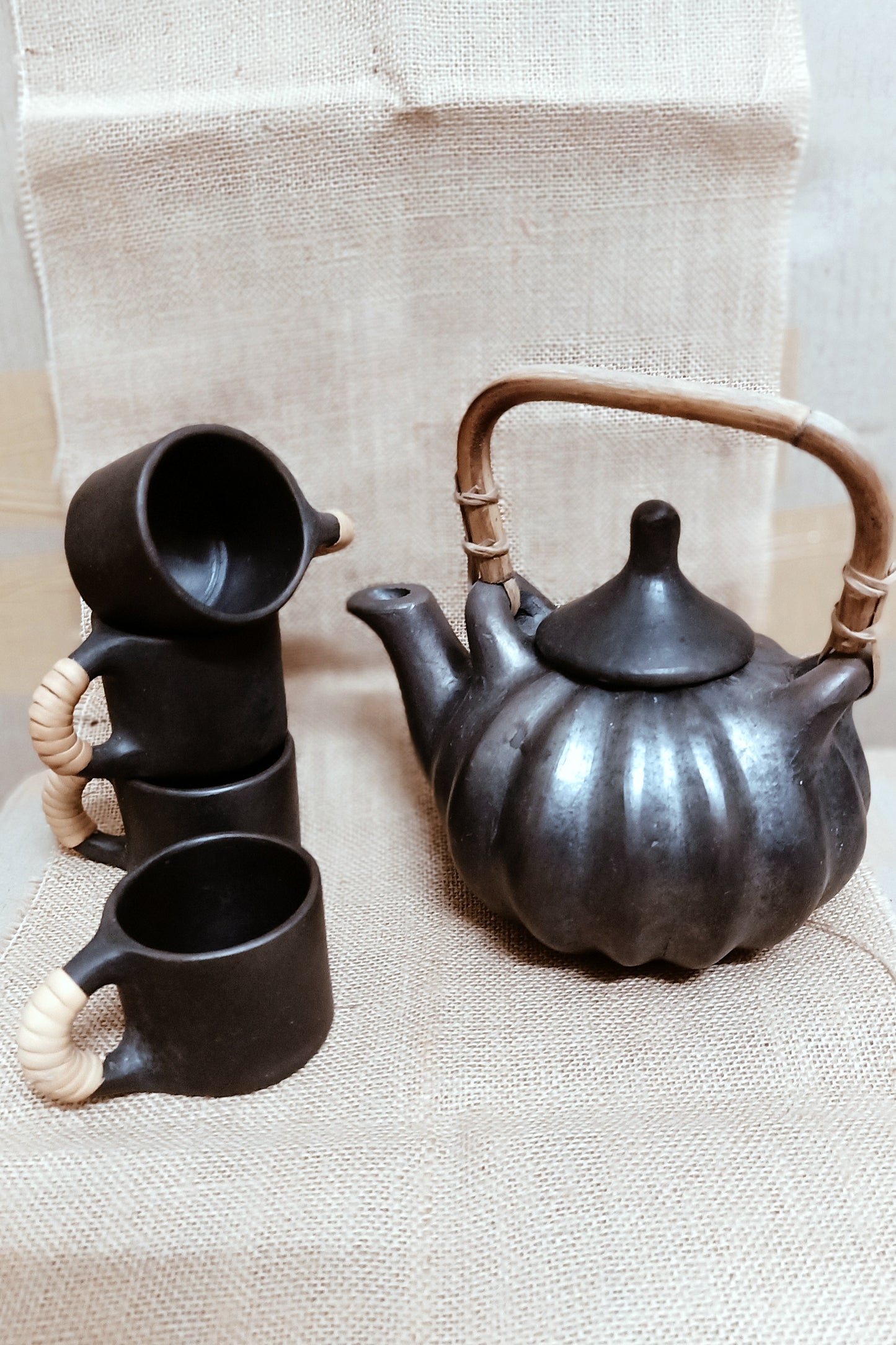Terracotta by Sachii "Longpi Black Pottery Pumpkin Teaset"
