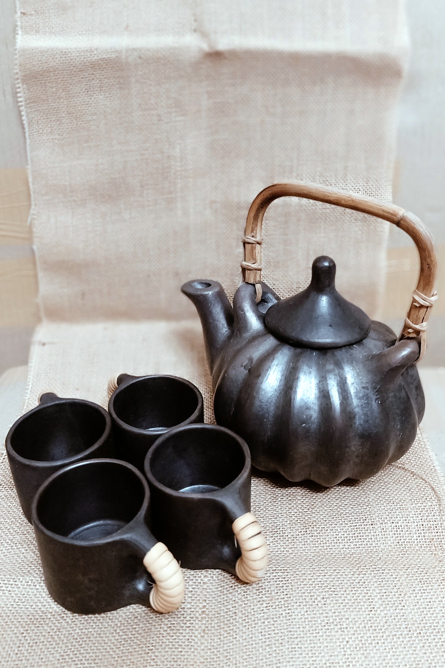 Terracotta by Sachii "Longpi Black Pottery Pumpkin Teaset"