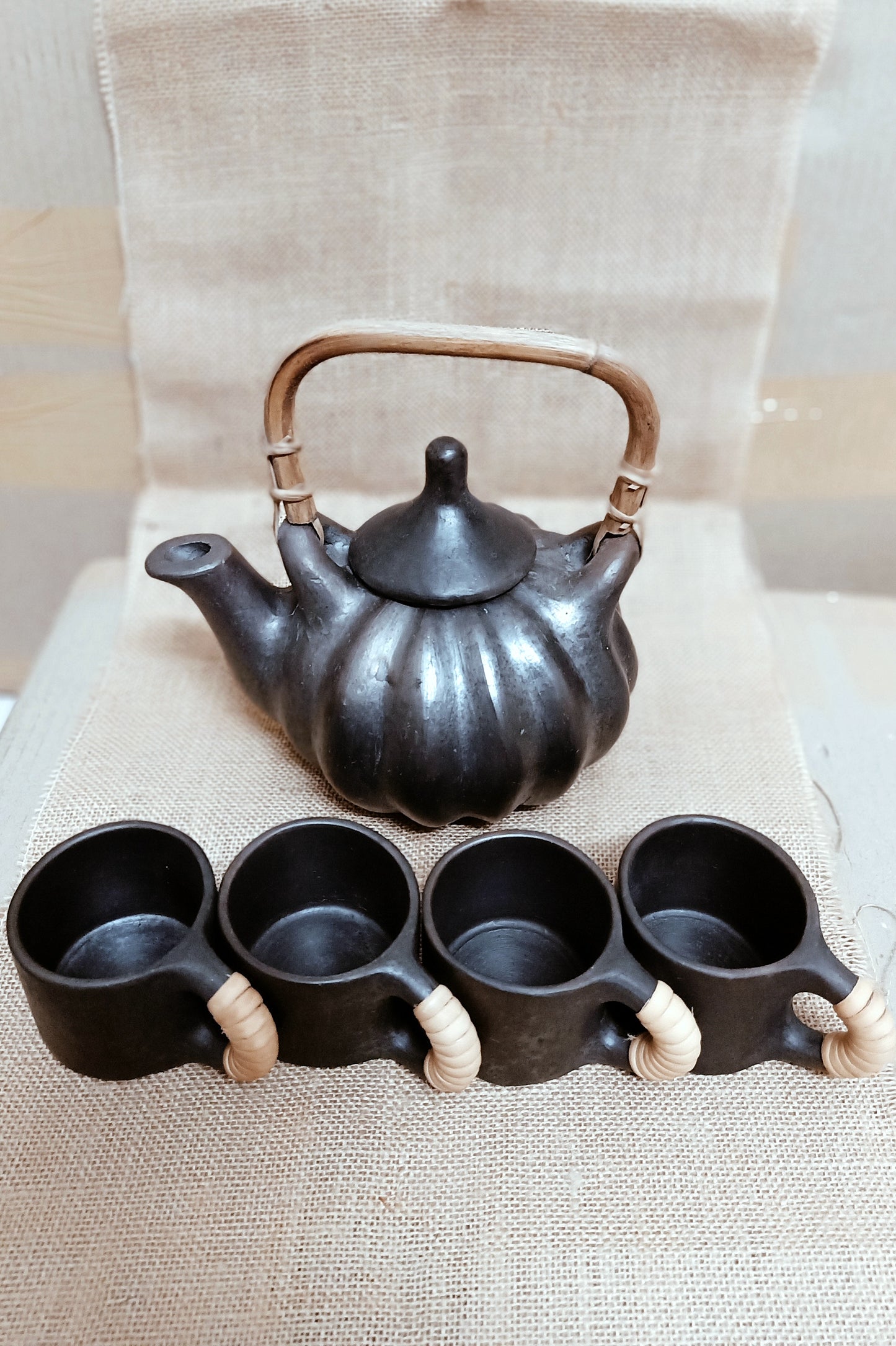 Terracotta by Sachii "Longpi Black Pottery Pumpkin Teaset"