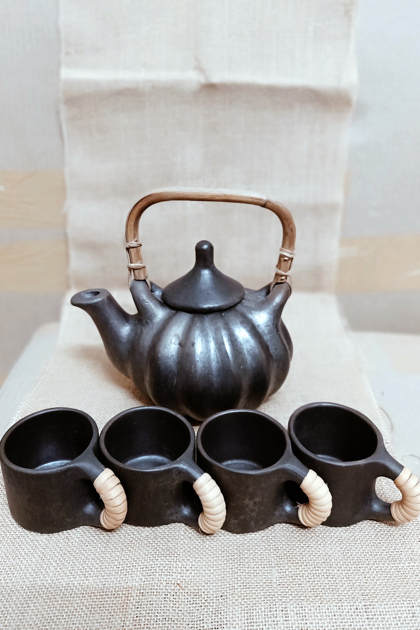Terracotta by Sachii "Longpi Black Pottery Pumpkin Teaset"