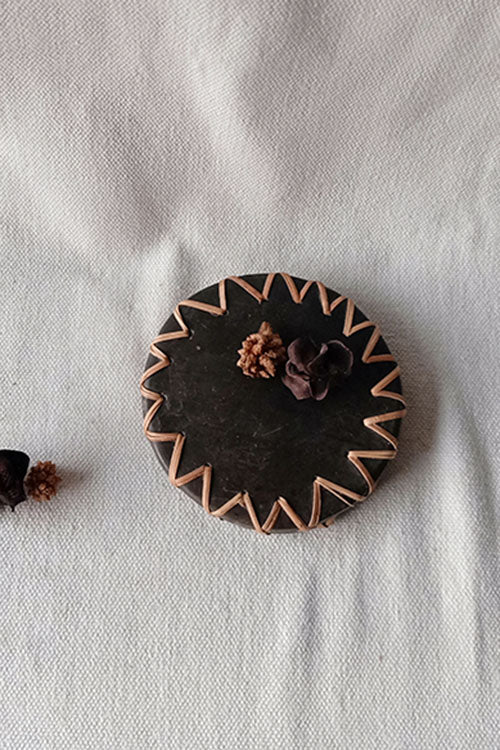 Terracotta by Sachii "Longpi Black Pottery Coasters Round Set of 2