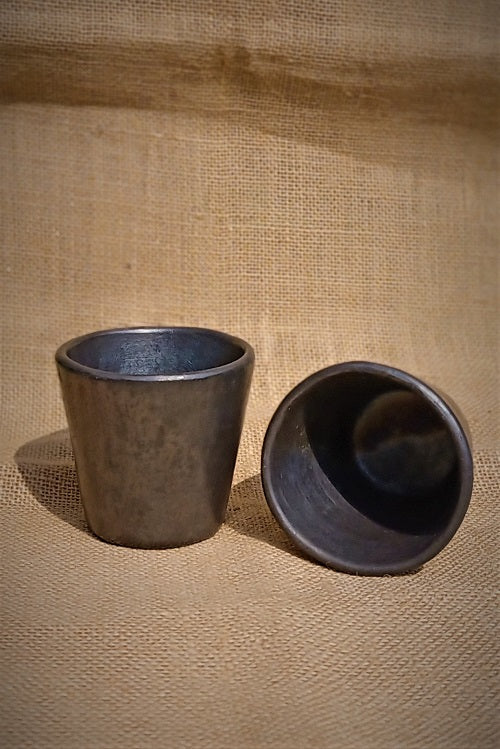 Terracotta by Sachii "Longpi Black Pottery Tumblers Trapezium Small Set of 2"