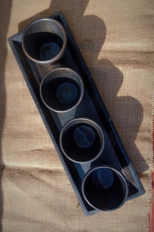 Terracotta by Sachii "Longpi Black Pottery Tumblers & Tray Set"