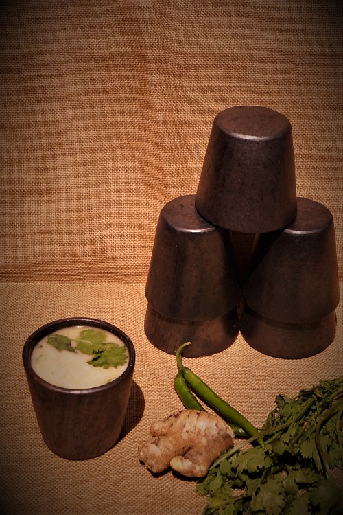 Terracotta by Sachii "Longpi Black Pottery Tumblers Trapezium Small Set of 6"