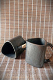 "Longpi Black Pottery Trikon Coffee Mug Large Set of 2"