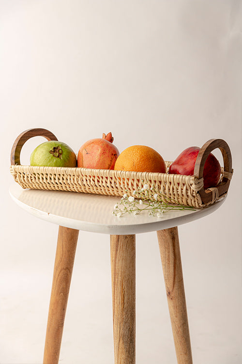 Kadam Haat Handmade Wicker Bread Tray (White)
