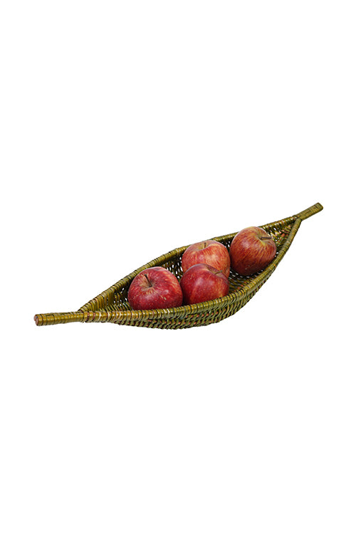 Kadam Haat Handmade Wicker Shikara Bowl(Green)  16"x 5" x2"