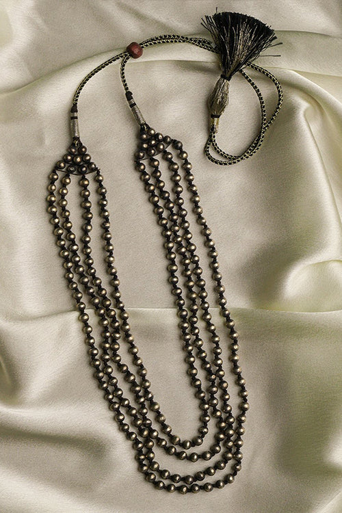 TICH Pure Silver Traditional Maharashtrian Neckpiece - Golmani Mala (4-String)