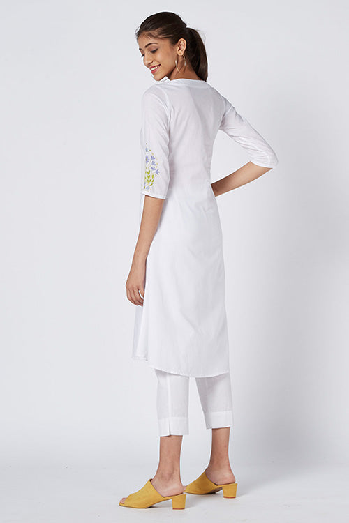 Okhai 'Serene Fragrance' Embroidered Cotton Cambric Dress
