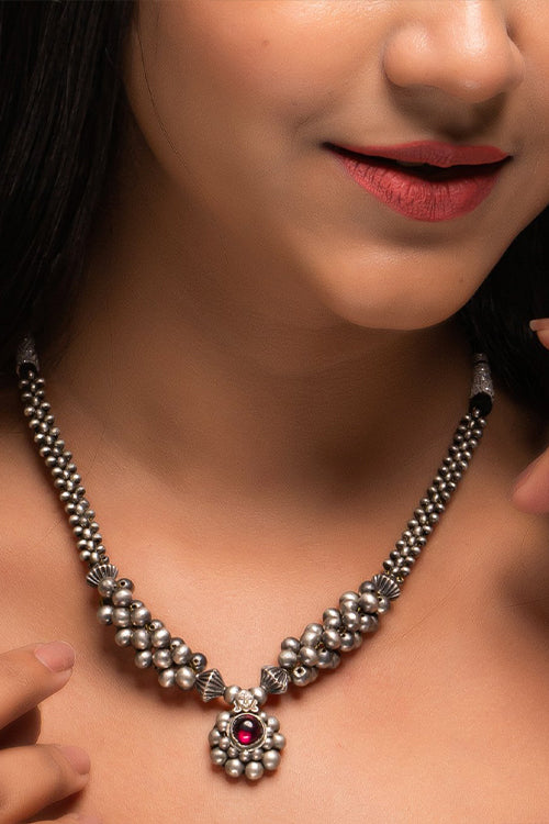TICH Pure Silver Traditional Maharashtrian Neckpiece - Thushi