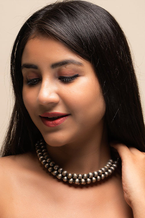 TICH Pure Silver Traditional Maharashtrian Choker - Golmani Thushi