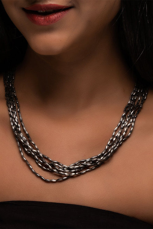 TICH Pure Silver Traditional Maharashtrian Neckpiece - Tandul Haar