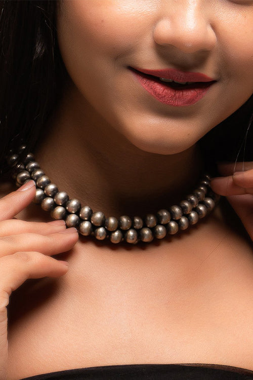 TICH Pure Silver Traditional Maharashtrian Choker - Golmani Thushi