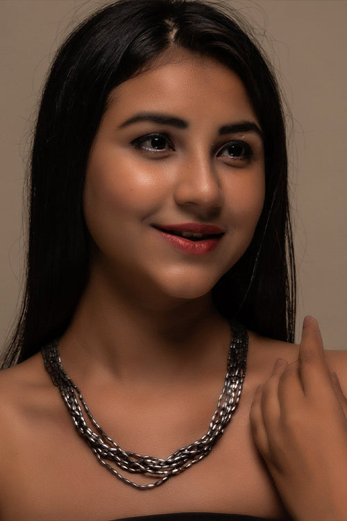 TICH Pure Silver Traditional Maharashtrian Neckpiece - Tandul Haar