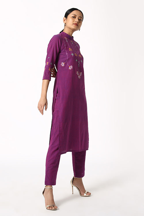 Okhai 'Sweet Sage' Pure Cotton Hand Embroidered Set| Rescue