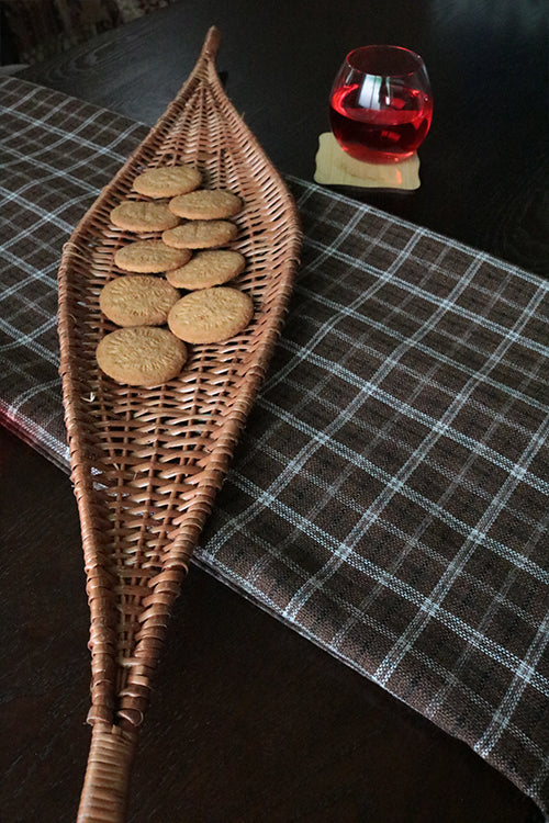 Kadam Haat Handmade Wicker Shikara Platter  (Black)