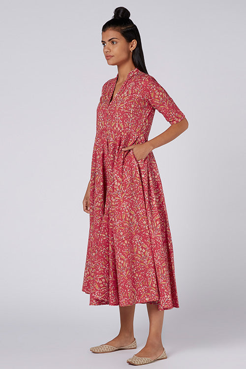 Okhai 'Cosmos' Hand Block Print Cotton Dress