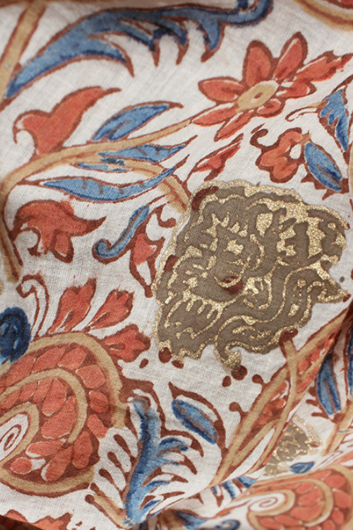 Creative Bee Natural Dyed Block Printed Cotton Fabric with Touch Of Pigment Gold Print