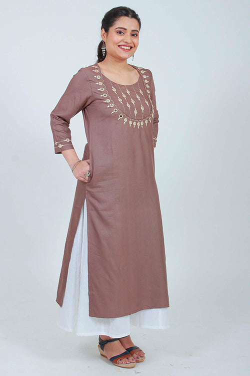 Urmul Naira Grey Embroidered Cotton Silk Kurta Set Online