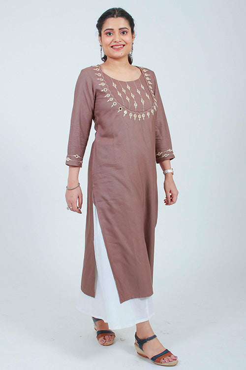 Urmul 'Naira' Hand Embroidered Grey cotton silk kurta