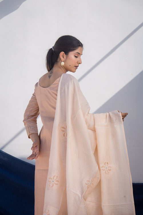 Urmul'Advika' Festive' Chanderi Kurti.(2Pc Kurta And Dupatta Set)