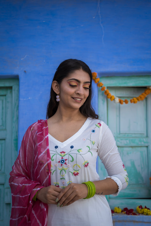 Urmul 'Ardvan' Pure Cotton Kurti set.(Kurti,Pant and Dupatta)