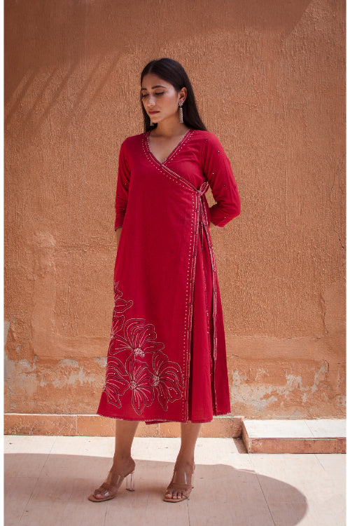 Urmul'Hoor' Laal Ishq Cotton Kurti.(2pc kurta and pant set )