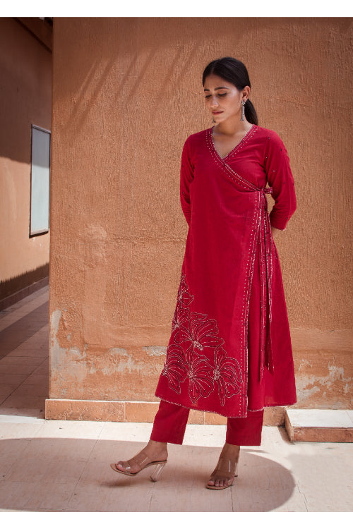 Urmul 'Hoor' Laal Ishq Cotton Kurti.(2pc kurta and pant set )