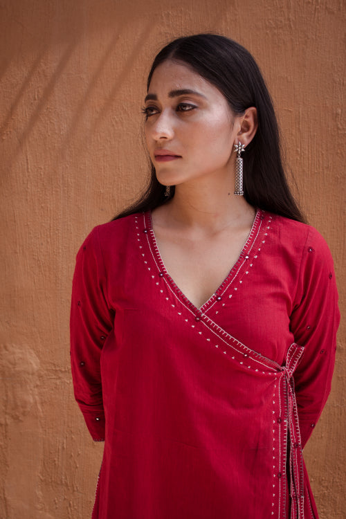 Urmul 'Hoor' Laal Ishq Cotton Kurti.(2pc kurta and pant set )