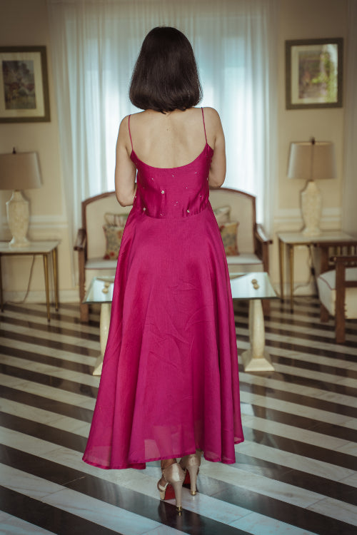 Urmul'Periwinkle' Solasta chanderi long flowy dress