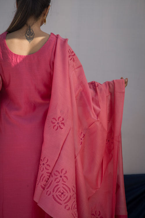 Urmul'Rama' Festive' Chanderi Kurti.(2Pc Kurta And Dupatta Set)