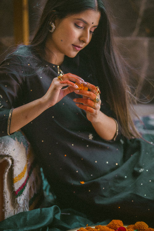 Urmul'Souma' Festive' Chanderi Kurti.(3Pc Kurta,Sharara And Dupatta Set)