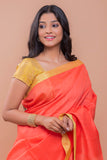 Elegant Resham Matka  Bengal  Silk Saree - Peach & Lime