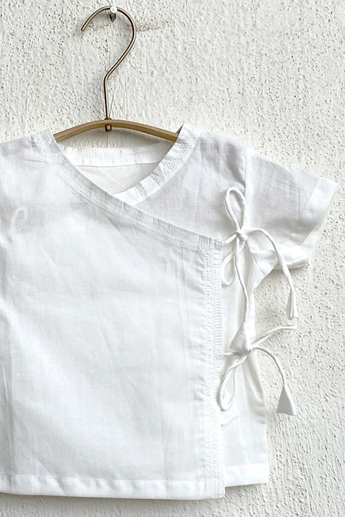 Whitewater Kids Unisex Organic Newborn Bag - Zoo Indigo Print Angrakha with White Angrakha