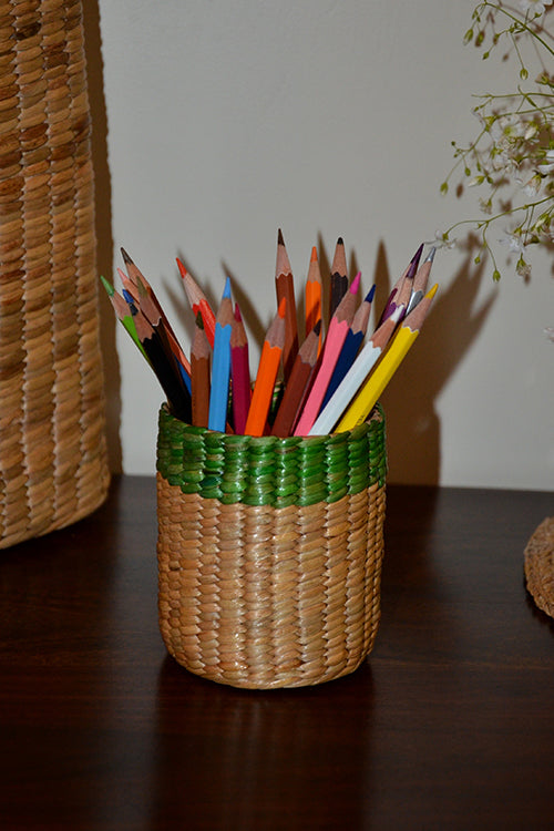 Dharini Water Hyacinth Pen/Cutlery Holder (Green-Natural)