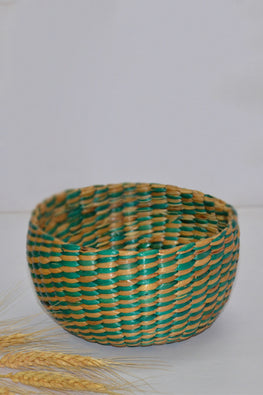 Dharini Water Hyacinth Round Basket (Green-Natural)