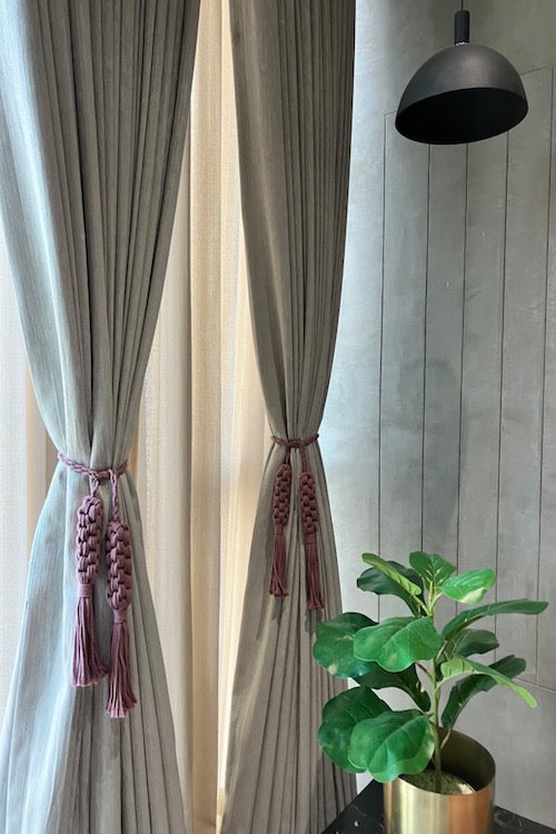 House Of Macrame "Crown Knot" Curtain Tie-Backs - Dusty Pink