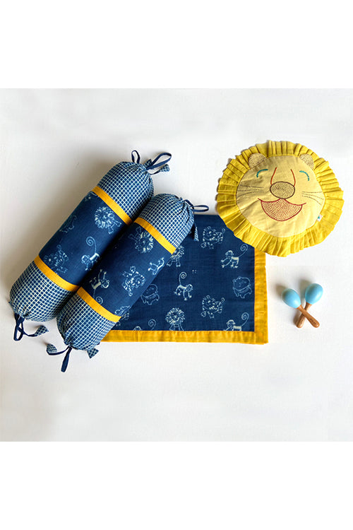 Whitewater Kids Organic Gift Set - Zoo Dohar,Mustard Seed Pillow And Bolster With Maracas