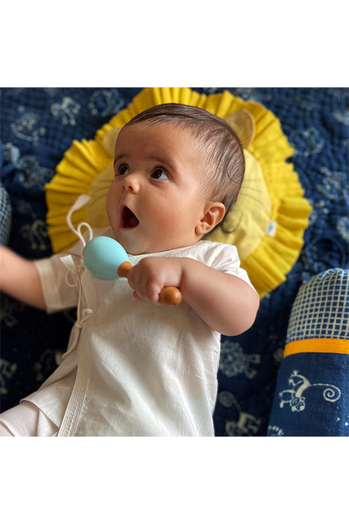 Whitewater Kids Organic Gift Set - Zoo Dohar,Mustard Seed Pillow And Bolster With Maracas