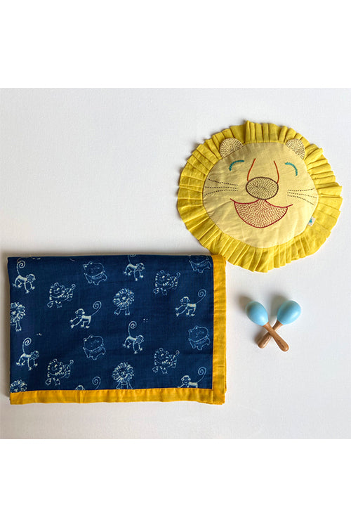 Whitewater Kids Organic Gift Set - Zoo Dohar And Mustard Seed Pillow With Maracas