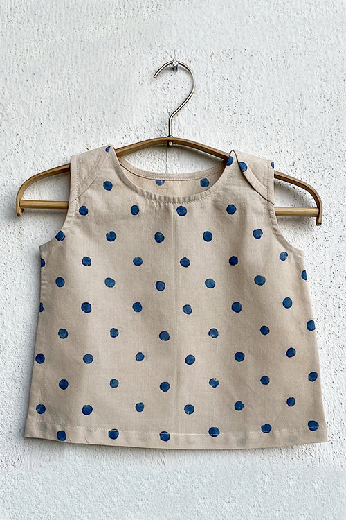 Unisex Organic Indigo Beige Jabla With Polka Pants Whitewater Kids