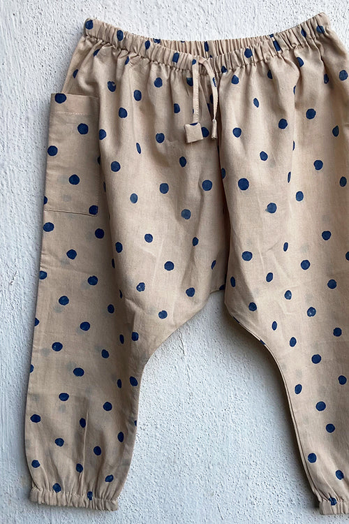 Unisex Organic Indigo Beige Jabla With Polka Pants Whitewater Kids