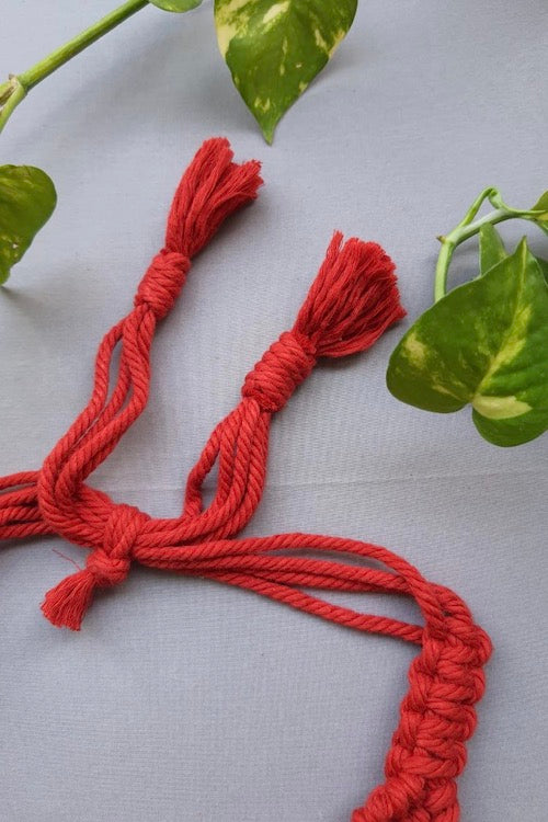 House of Macrame Handcrafted Macrame Headband - Red