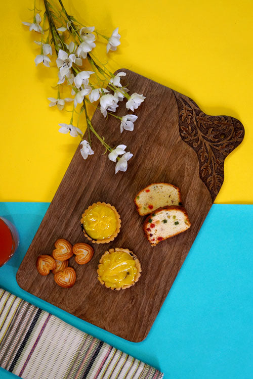 Zaina By Ctok Corner Walnut Wood Cheese Platter