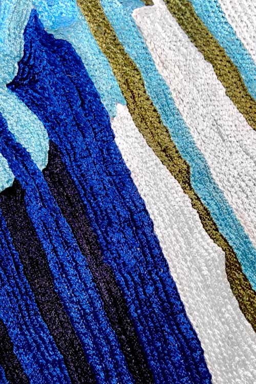 Zaina By Ctok'-Hoopoe Bird Hand Embroidered Chainstitch Cushion Cover Blue