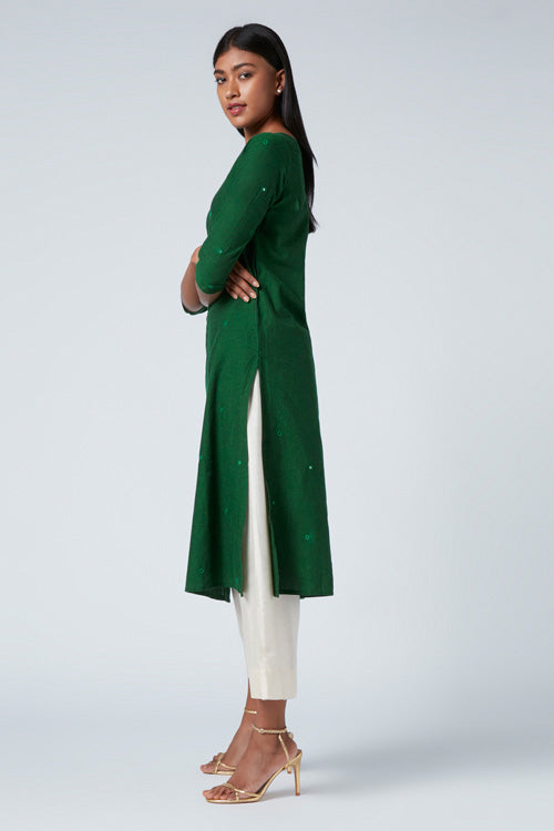 Okhai "Green Meadow" Embroidery Work Kurta